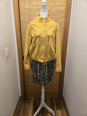 Mustard Yellow Drawstring Lightweight Jacket Size L